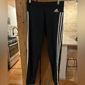 Adidas Kids Black Leggings with White Stripes